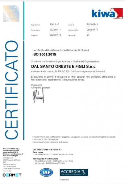 CERTIFICAZIONE ISO 9001